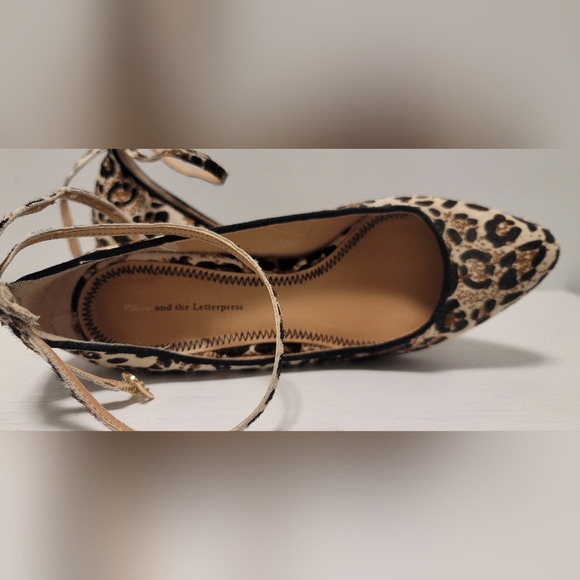 Leather Calf Hair, Pilcro & The Letterpress Women's  Cheeta Print, Strappy Heels - Picture 3 of 13